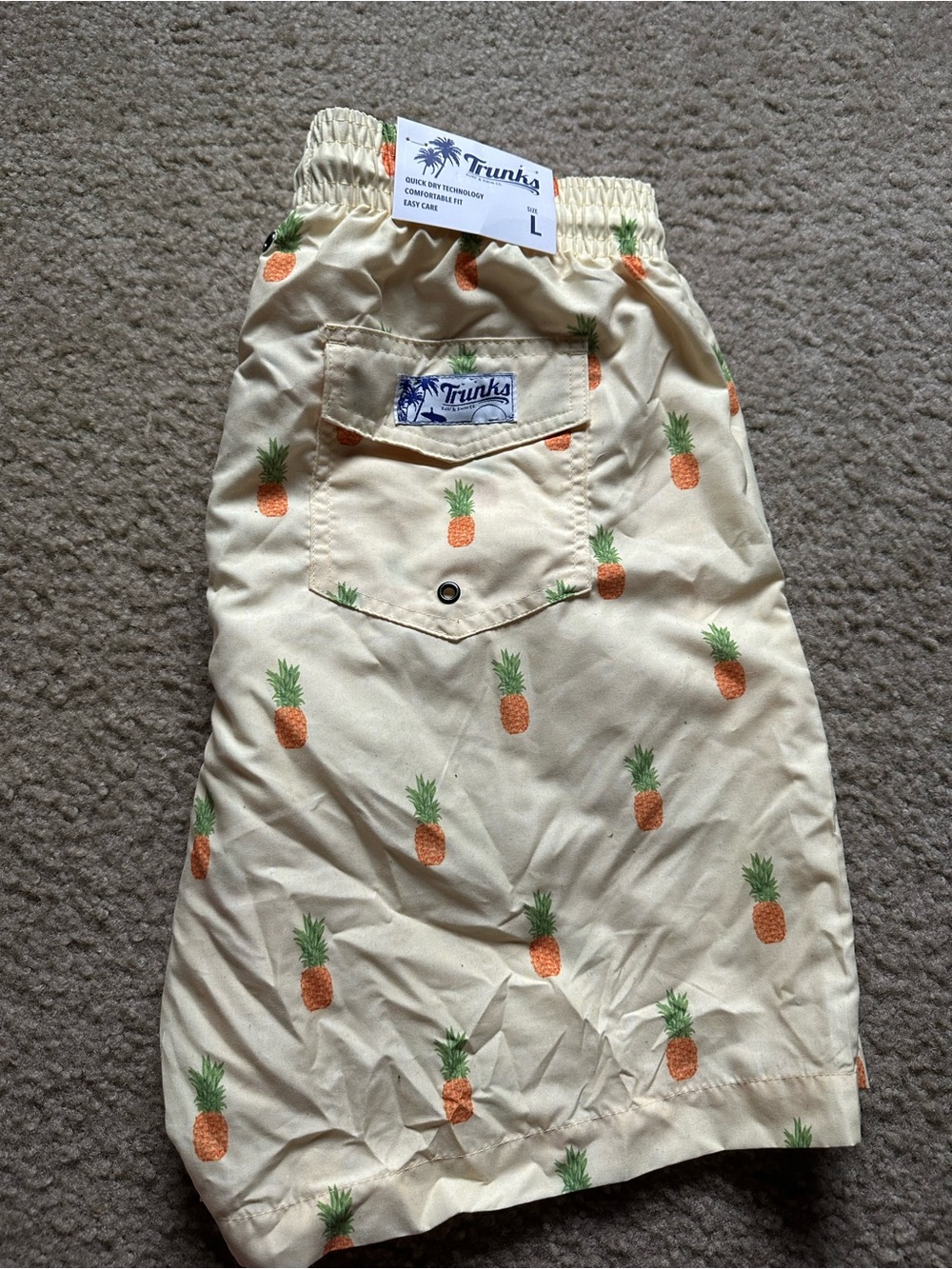 Trunks Pineapple Print Cream Men's Swim Trunks